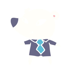 polar bear in shirt and tie flat color style cartoon