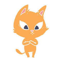confused flat color style cartoon cat