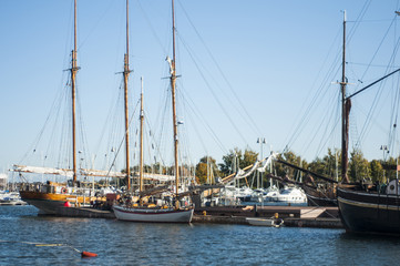 Fototapeta premium Sailing ships in the bay on a sunny day
