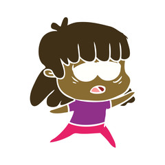 flat color style cartoon tired woman