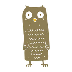 flat color illustration of a cartoon owl