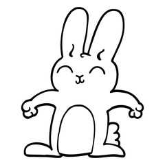 happy line drawing cartoon rabbit