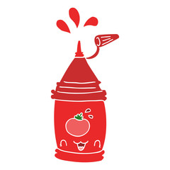 flat color style cartoon ketchup bottle