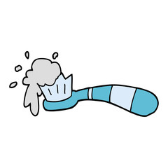 cartoon doodle toothbrush and tooth paste