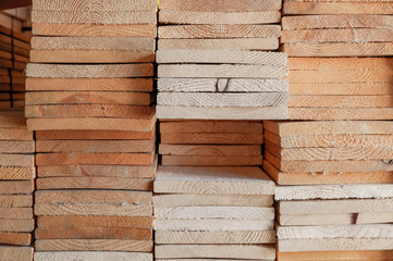 Close-up a group of industry wood processing (chamcha wood) material in warehouse for use on construction and make a furniture for decor home and office