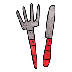 cartoon doodle knife and fork