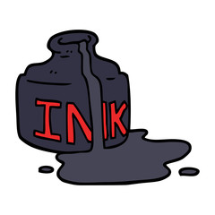 cartoon doodle spilled ink bottle