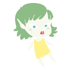pretty flat color style cartoon elf girl