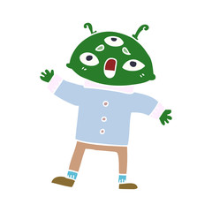 cartoon doodle alien man in sensible clothes