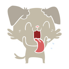 flat color style cartoon panting dog