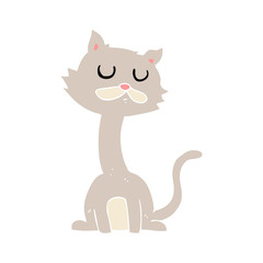 flat color illustration of a cartoon cat