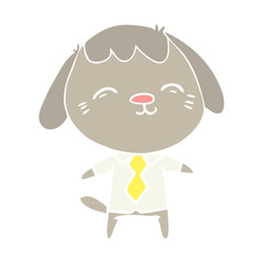 happy flat color style cartoon office worker dog