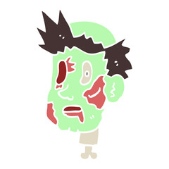 flat color style cartoon zombie head