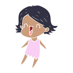 flat color style cartoon happy woman