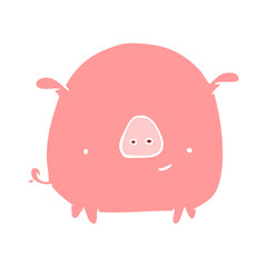 flat color style cartoon happy pig