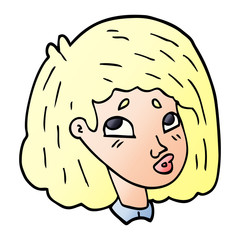 cartoon doodle face of a girl