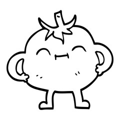 line drawing cartoon happy tomato