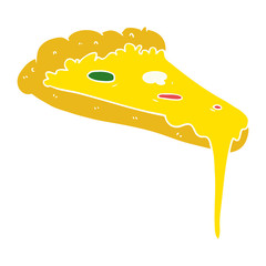 flat color style cartoon slice of pizza