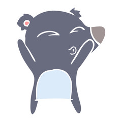 flat color style cartoon whistling bear