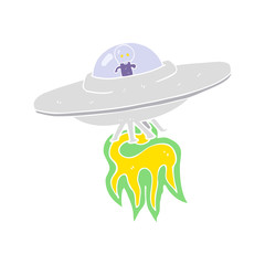 flat color illustration of a cartoon alien flying saucer