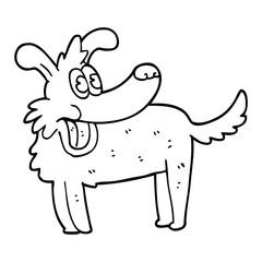 line drawing cartoon happy dog
