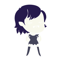 flat color style cartoon undead vampire girl