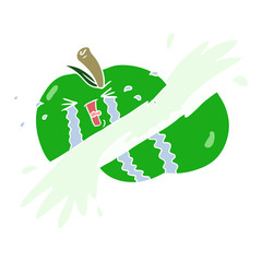 flat color style cartoon sliced apple