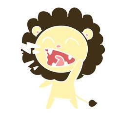flat color style cartoon roaring lion