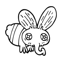 line drawing cartoon of a fly