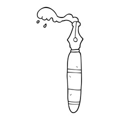 line drawing cartoon fountain pen