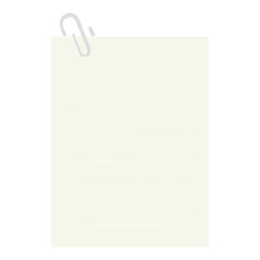 flat color style cartoon lined paper with paperclip