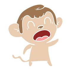 shouting flat color style cartoon monkey
