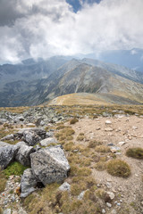 Fototapeta na wymiar Amazing panoramic view from Musala peak, Rila mountain, Bulgaria