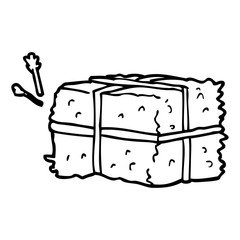 line drawing cartoon bale of hay