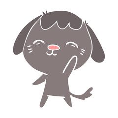 happy flat color style cartoon dog