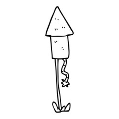 Fototapeta premium line drawing cartoon rocket