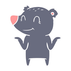 smiling bear shrugging shoulders
