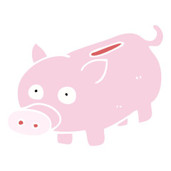 flat color illustration of a cartoon piggy bank