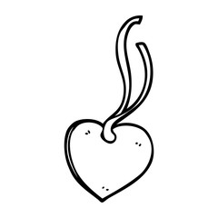 line drawing cartoon heart tag