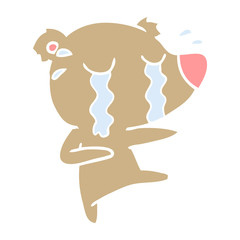 flat color style cartoon crying bear