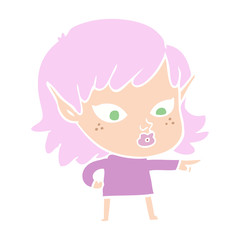 pretty flat color style cartoon elf girl