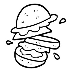 line drawing cartoon burger