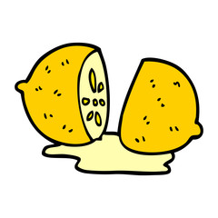 cartoon doodle sliced lemon