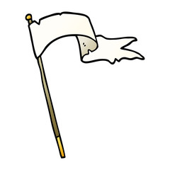 cartoon doodle waving white banner flag