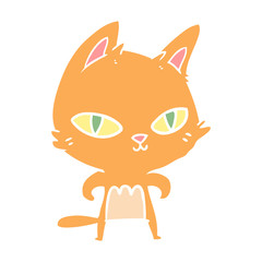 flat color style cartoon cat staring