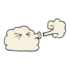 cartoon doodle cloud blowing a gale