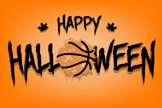 Happy halloween and basketball ball of blots