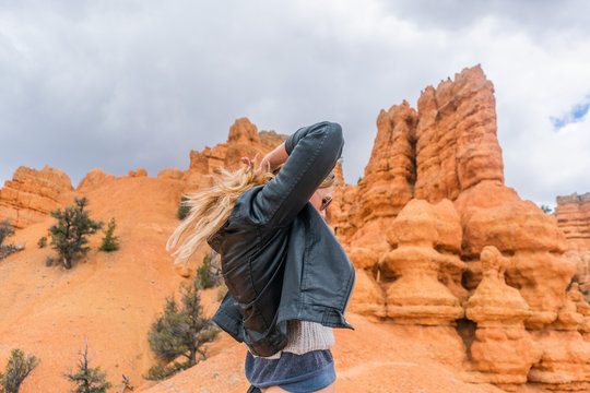 Girl Overlooking Red Mountains Utah