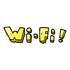 cartoon doodle wording wi-fi