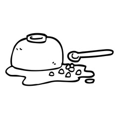 line drawing cartoon spilt cereal bowl